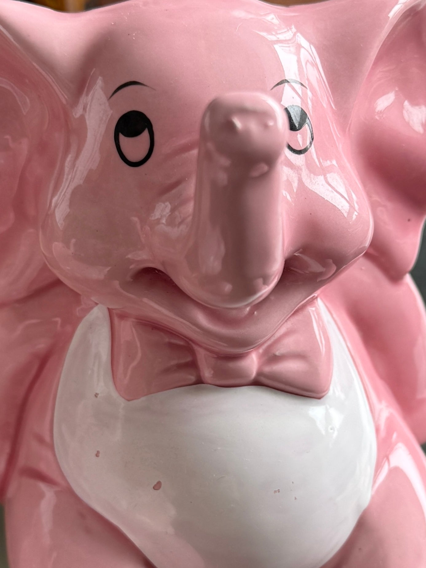 Vintage Pink Bow Tie Elephant Piggy Bank