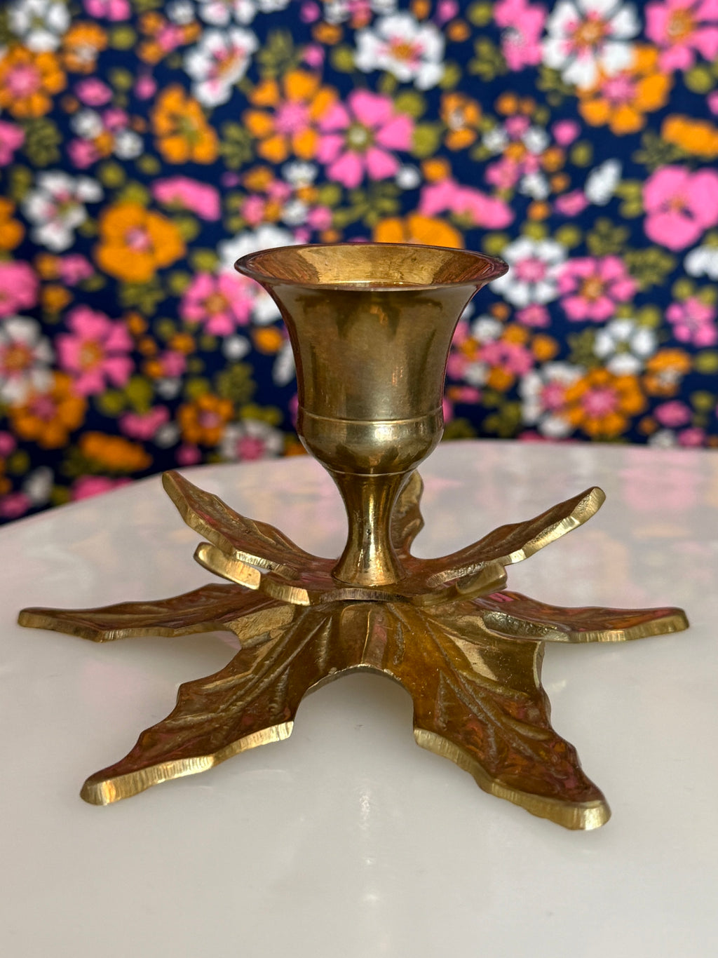 Vintage Brass Leaf Candle Holders (set of 2)