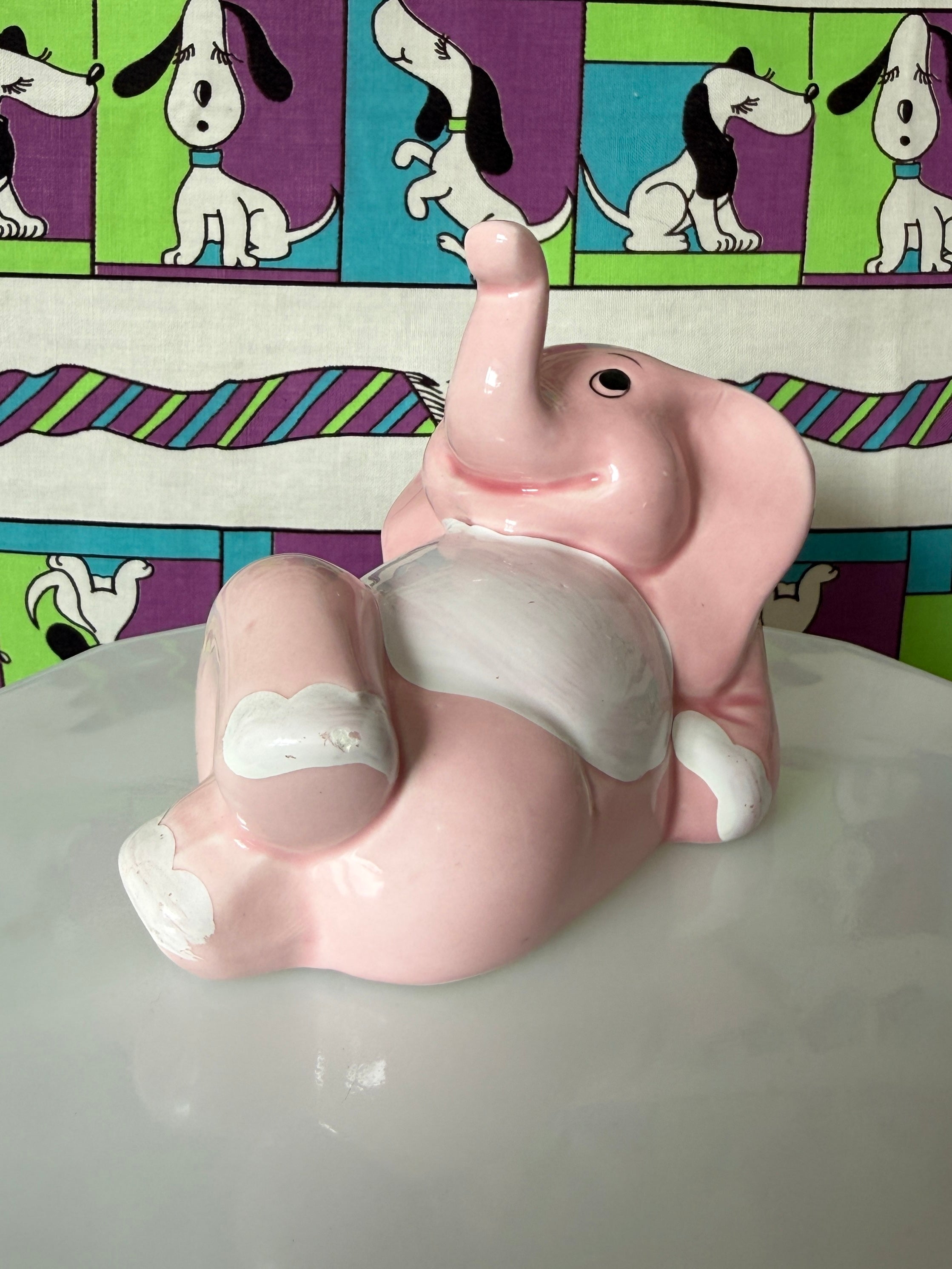 Vintage Pink Elephant Piggy Bank