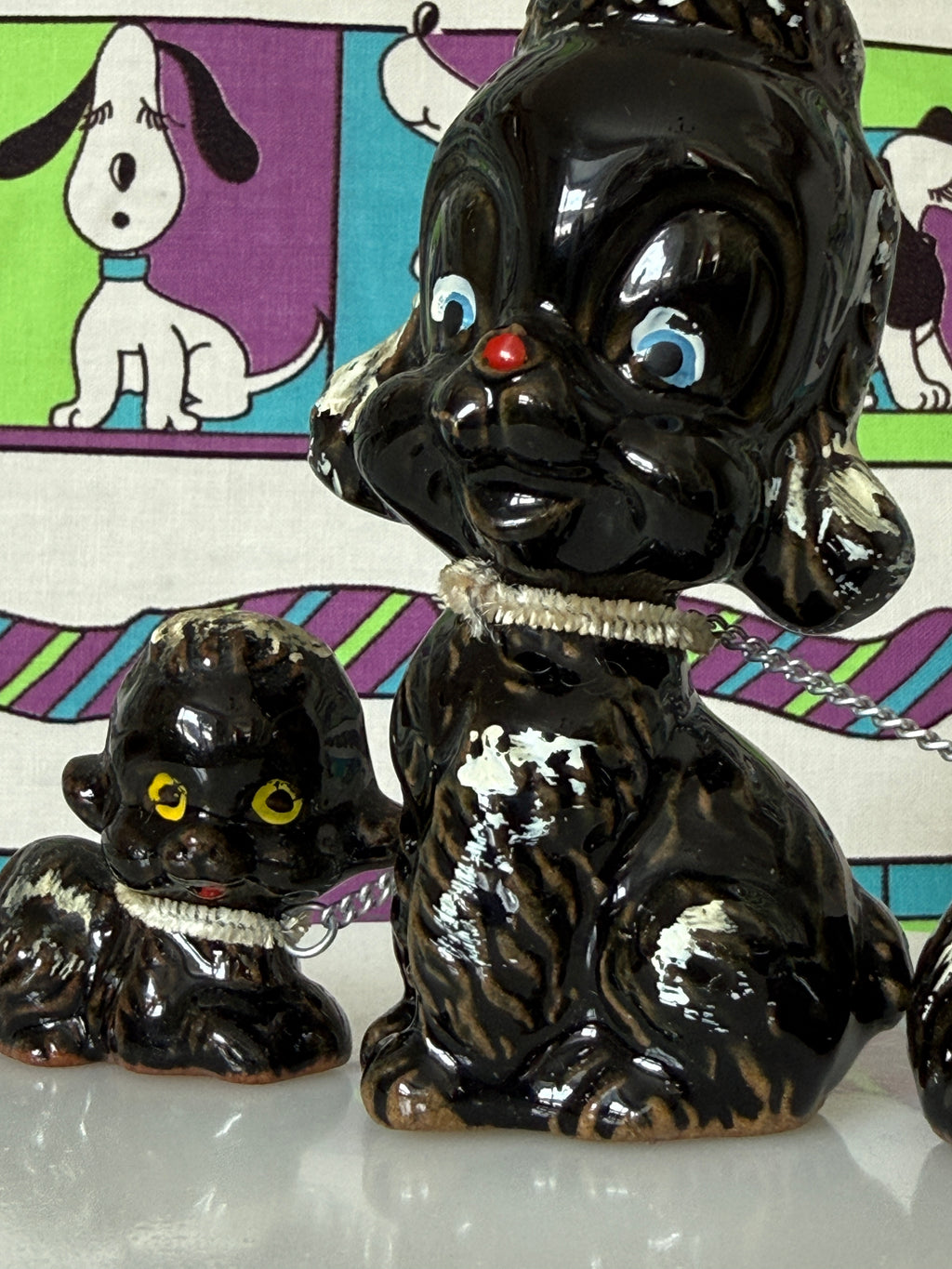 Vintage Redware Poodle Family