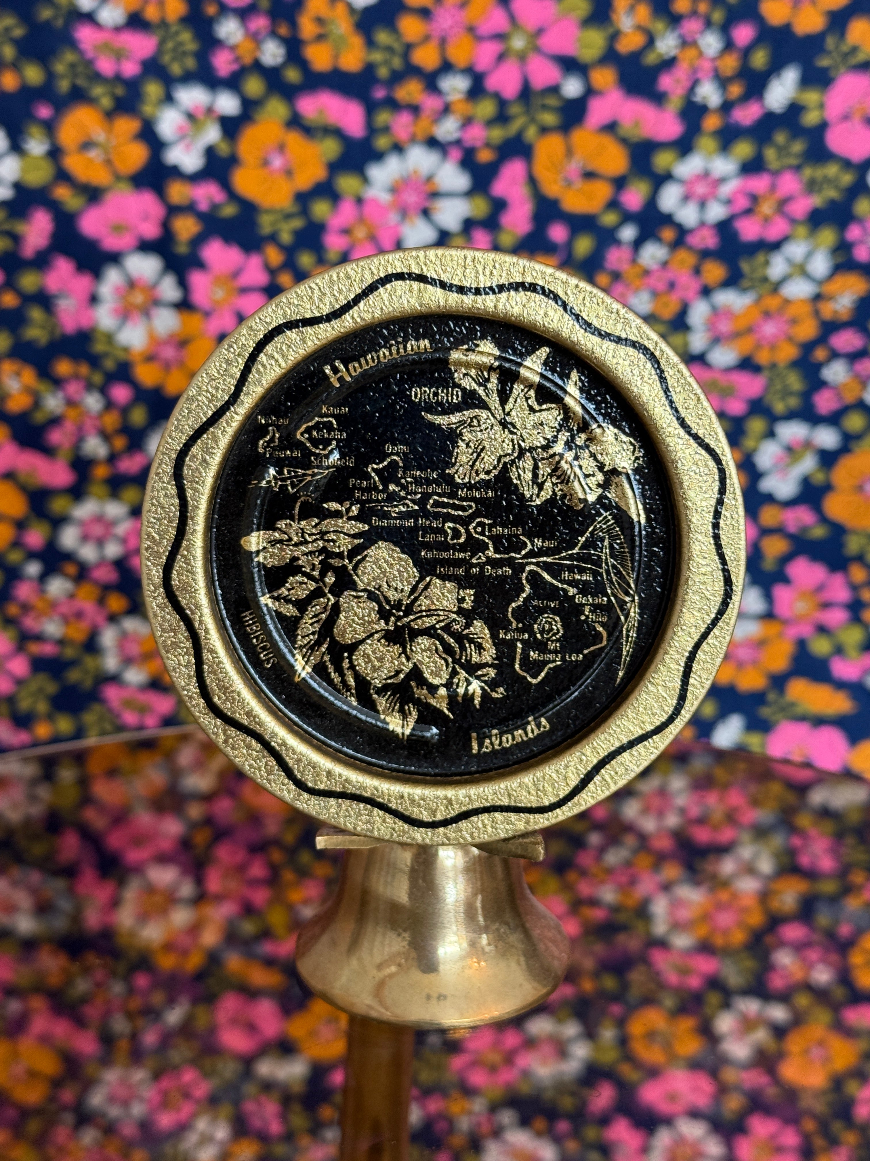 Vintage Hawaiian Hibiscus Tray & Coaster Set