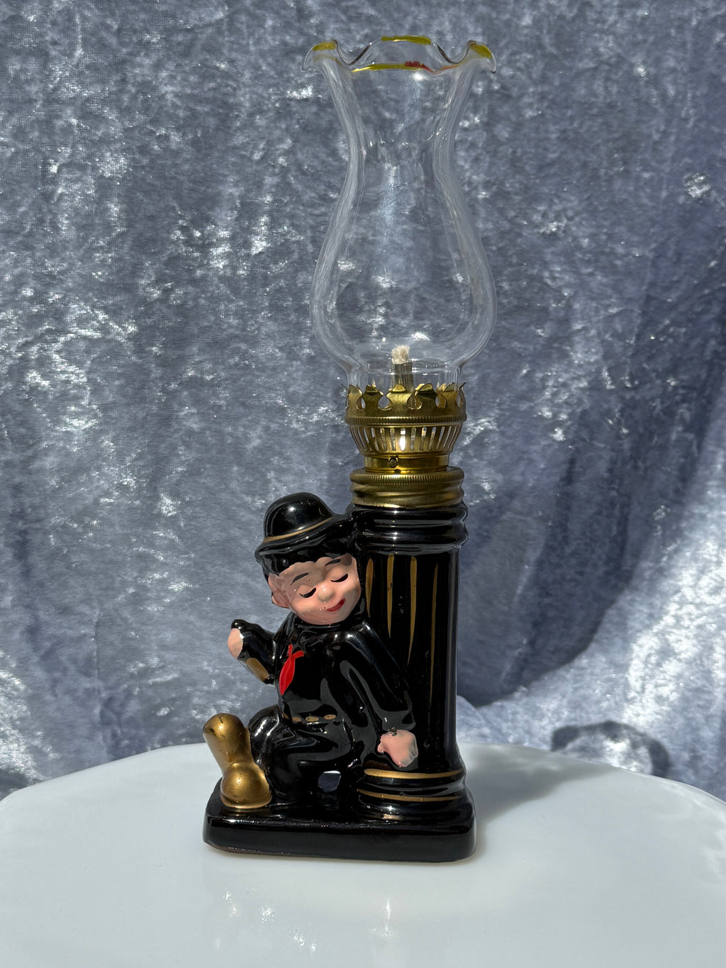 Vintage Mini Drunken Sitting Man Oil Lamp