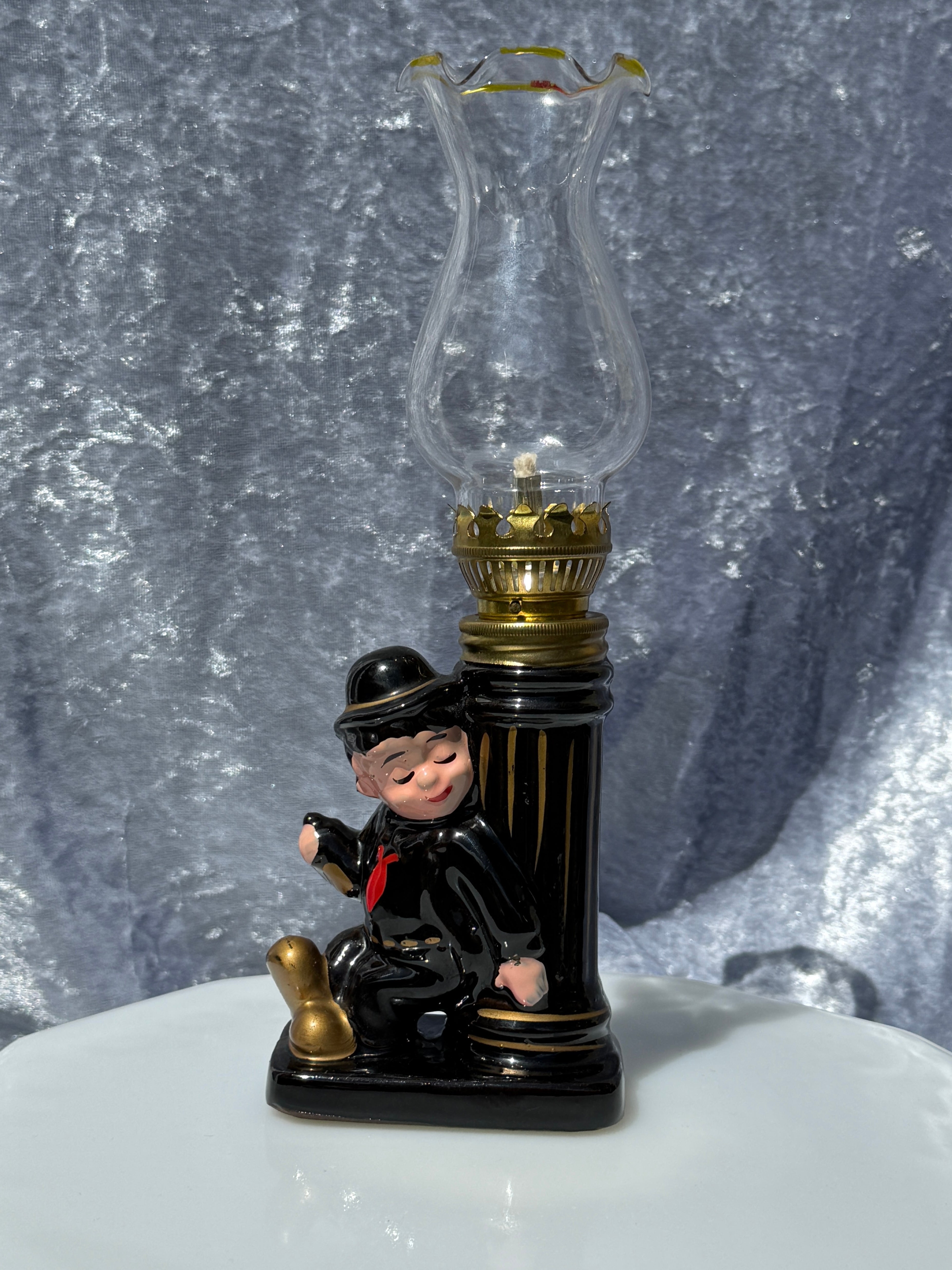 Vintage Mini Drunken Sitting Man Oil Lamp