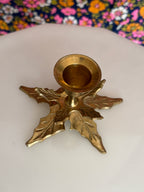 Vintage Brass Leaf Candle Holders (set of 2)
