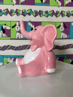 Vintage Pink Bow Tie Elephant Piggy Bank