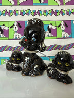 Vintage Redware Poodle Family