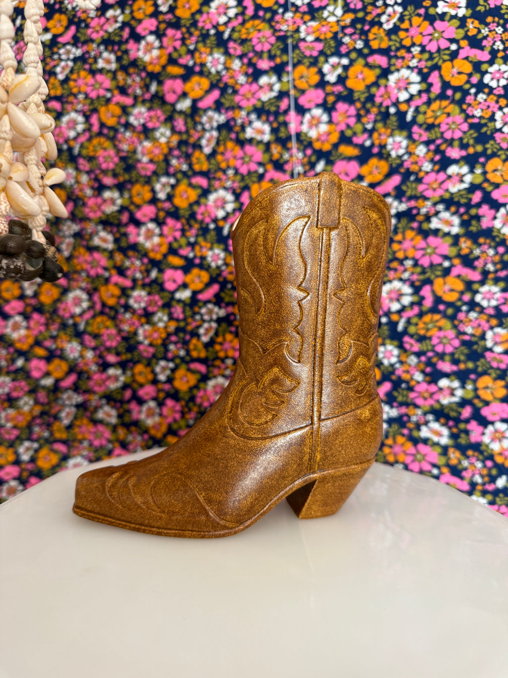 Vintage Cowboy Boot Vase