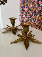 Vintage Brass Leaf Candle Holders (set of 2)