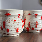 Vintage Handthrown Orange/Brown Speckle Mugs (pair)