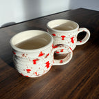 Vintage Handthrown Orange/Brown Speckle Mugs (pair)